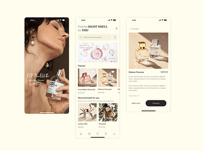 Perfume app ui app appui branding design figma mobileapp ui ui design uiux ux