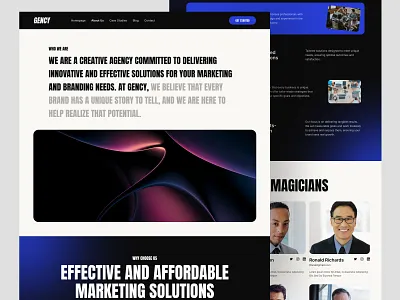 Gency - About Us about us agency agency barkahlabs bold style company company profile creative agency design digital agency interface landing page marketing agency ui design uiux user experience web web design webflow website website design