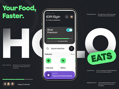Holo Eats - Food Delivery Mobile App app delivery food food delivery app mobile mobile app ui ui design uiux ux