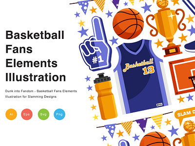 Basketball Fans Elements Illustration graphics