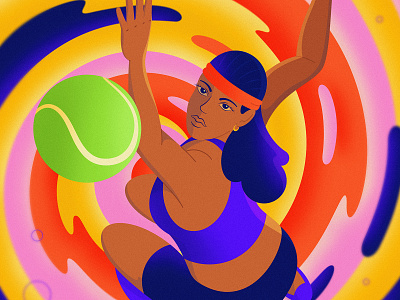 Swing character illustration illustrator olympics psychedelic sports tennis trippy vintage woman
