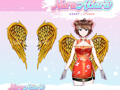 Elegant Gold Vtuber Wings Asset characterdesign customavatar customcharacter interactivestream streamenhancement streamers streamingaccessories virtualavatar vtuberavatar vtubercommunity