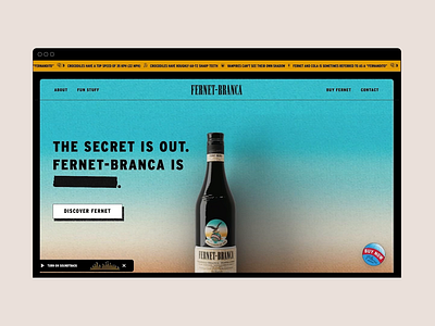 #15 – Fernet-Branca Bottle Roll 3d animation hero image interactive motion scroll ui web design