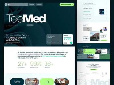 TeleMed - Connecting Patients and Doctors Virtually branding company consultation design doctors header healthcare hero landing page navigation services telemedicine ui ux web design website
