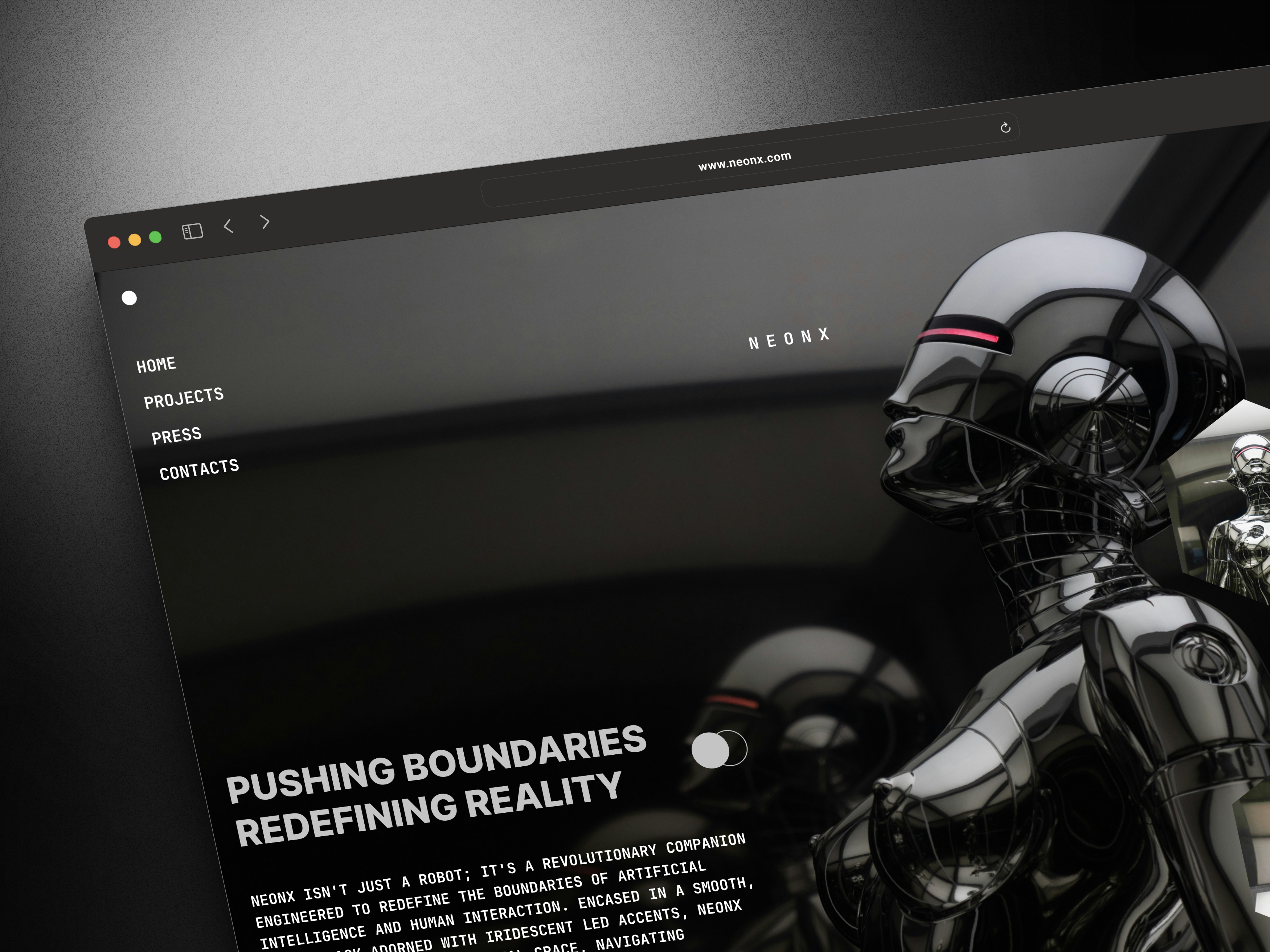 Robotic Company Landing Page app brand identity concept dark design desktop figma graphic design landing page minimalism mockup modern motion graphics saas typography ui ux web design website