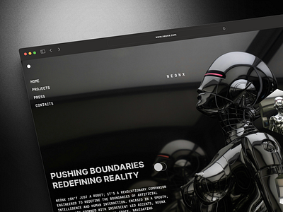 Robotic Company Landing Page app brand identity concept dark design desktop figma graphic design landing page minimalism mockup modern motion graphics saas typography ui ux web design website