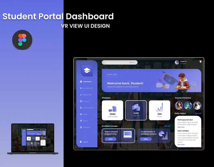 Student Portal Dashboard Vr View Ui Design By Systazone Solution On