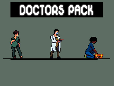 Doctors Pixel Art Character Sprite Sheets Pack 2d art asset assets character doctor game game assets gamedev illustration indie indie game npc pixel pixelart pixelated sprite sprites spritesheet spritesheets