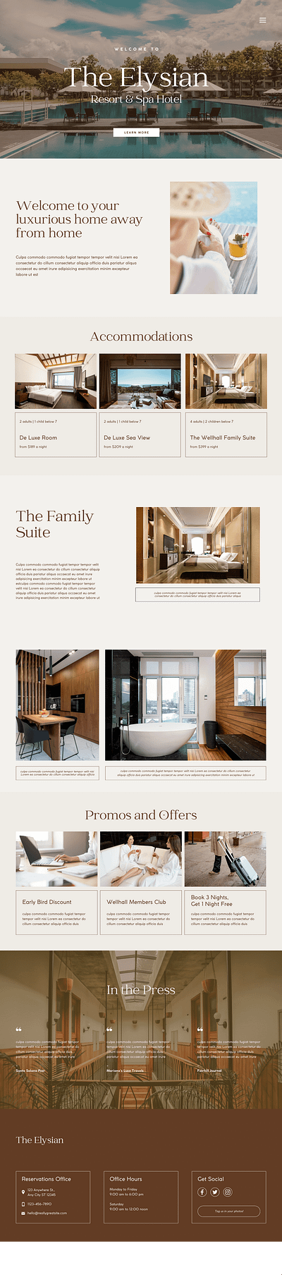 The Elysian Squarespace Resort Website branding squarespace web design