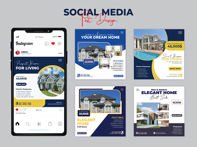 Social Media Post Design ads design banner design instagram post real estate social media social media design social media post social media post design