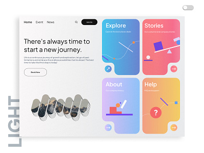 A Light-themed Event Platform Homepage app branding clean creative design event exploration figma graphic design hero section homepage landing page layout platform startup typography ui ux web web app