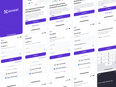 exnest - On Boarding Screen app branding crypto design figma finance mobile nfts ui uikit userinterface ux