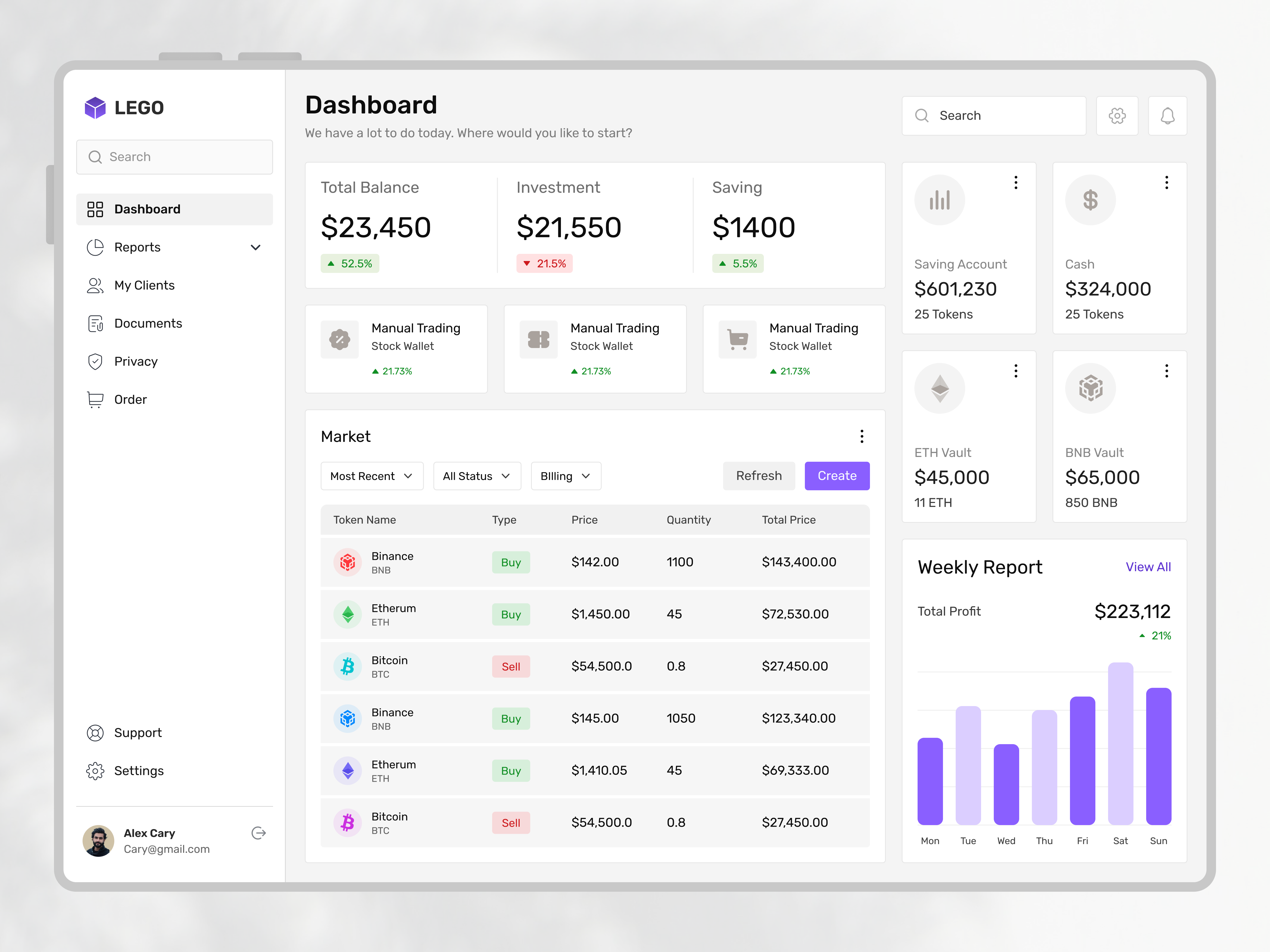 Cryptocurrency Dashboard - Clean & Minimal Design application banking dashboard crypto crypto app crypto currency crypto dashboard crypto website dashboard dashboard design design finance finance dashboard fintech investment app product design trading ui design user interface visual design web app design