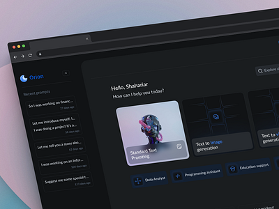 Orion - Unified AI Services Interface ai ai chat bot design logo typography ui ux web design