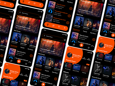 Music Player App UI/UX Design adobe xd app design creative design figma illustrator mockups modern design music app photoshop prototyping uiux user experience