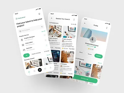 Freelancer App UI Kit appdesign freelanceapp freelancer freelancerfinder jobfinder