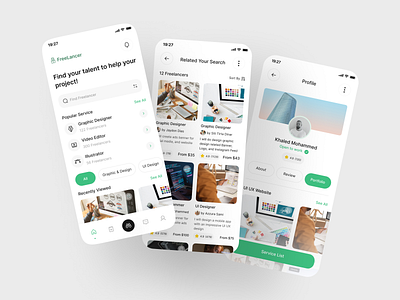 Freelancer App UI Kit appdesign freelanceapp freelancer freelancerfinder jobfinder