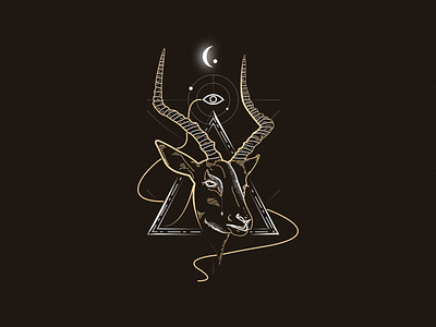 Necromancy I affinity designer art dark death goat gold illustration line art macabre magic necromancy