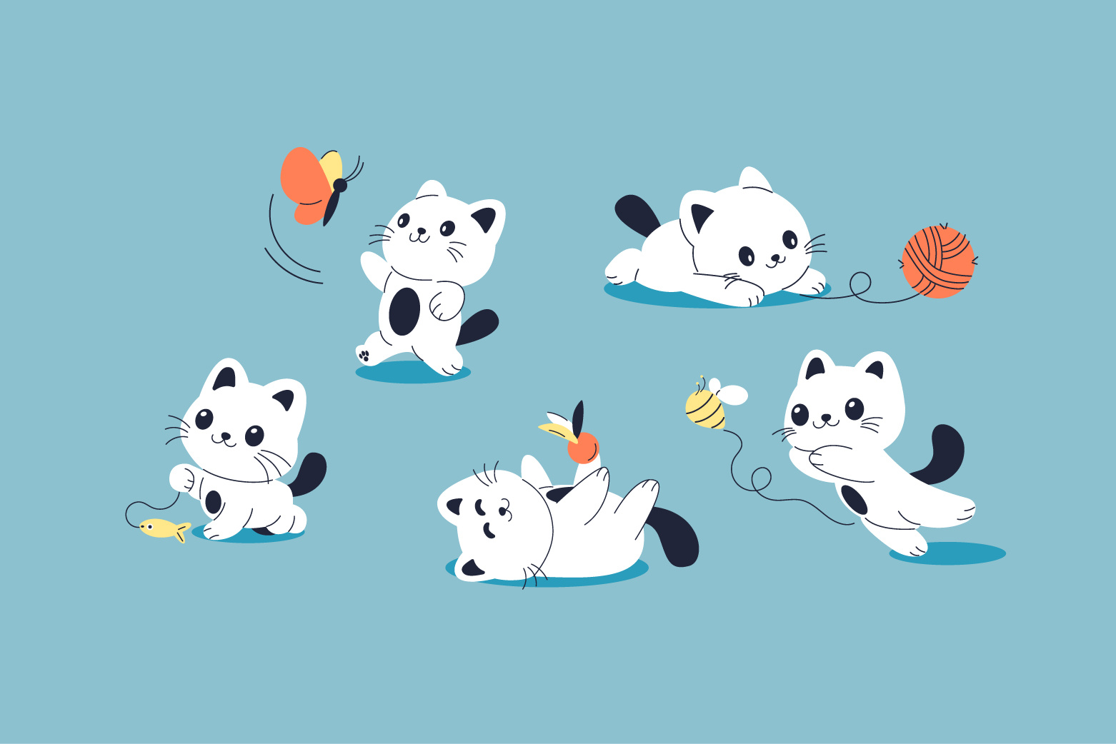 Cute playful cat cartoon character animal cartoon cat character kitty playful vector