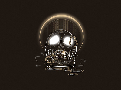 Necromancy II affinity designer art dark death gold illustration line art macabre magic necromancy skull