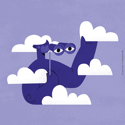 Chasing Clouds binoculars chasingclouds clouds concept illustration digital illustration editorial editorial illustration illustration minimal minimalpalette purple vector