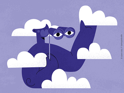 Chasing Clouds binoculars chasingclouds clouds concept illustration digital illustration editorial editorial illustration illustration minimal minimalpalette purple vector