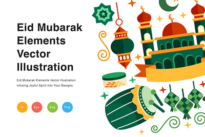 Eid Mubarak Elements Vector Illustration inspiration