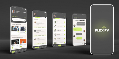 Flexify branding digital nomad mobile app ui ux