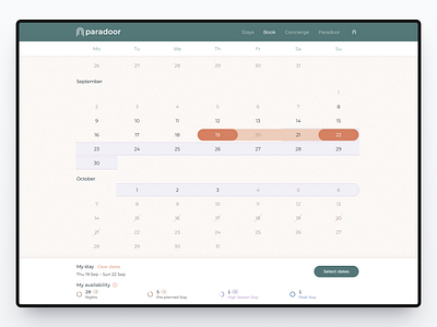 Paradoor - Luxury home co-ownership booking calendar dashboard date picker home luxury product ui ux web application