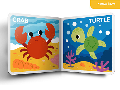 Crab and turtle: sea animals for children's book adobe illustrator animals cartoon character children crab design for kids illustration marine life ocean sea toddler turtle vector