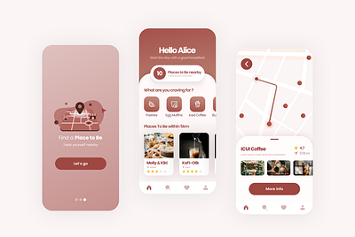 Place To Be | Food Mobile App app branding design food app food mobile app ui ui design ux ux ui