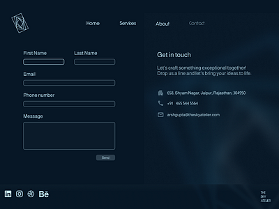 Day 28/100 - Contact Page contact page dailyui design figma theskyatelier ui ui design user experience user interface ux ux design web design