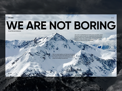 Ice Age - Landing page for a trip to the mountains advantures ai design landing page minimal mountains trip typography ui ux uxresearch web design