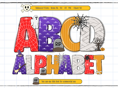 Spooky Spectacle: A Haunted Halloween Fonts watercolor alphabet clipart