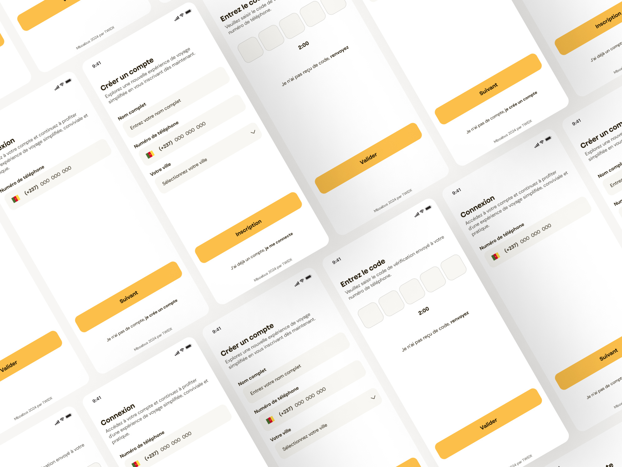 Sign up - sign in with OTP design minimalist mobile taxi travel ui ux