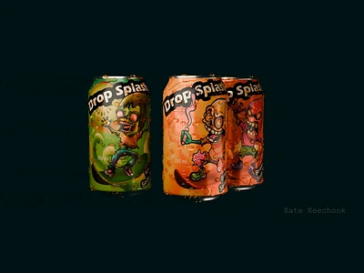 Drop Splash project // Soda Can Design + NFT collection 2d illustration 3d animation blender bottle label design branding character drinks drop graphic design illustration logo motion graphics procreate product packaging punk render skull soda can surfing