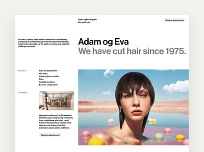 Hairdresser website desktop font grid hairdresser homepage image landing swiss typography ui webdesign website white