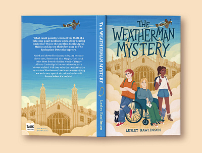 The Weatherman Mystery adventure book cover cambridge characters detective illustration middle grade mystery novel teenagers typography