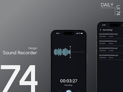Day 74: Sound Recorder audio capture audio recorder daily ui challenge recordings list sound recorder ui design