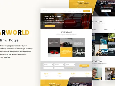 A landing page about CARWORLD adobe xd branding car car dealer car landing page car selling car website design figma graphic design landing page ui ui design uikit uiux ux website