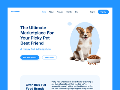 Picky Pets — Pet Food Store Website Concept bird birds cat cats design dog dogs figma fish pet pets ui ui design uiux ux ux design web design website website design