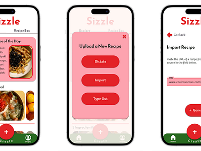 A Snapshot of Sizzle, A Recipe Organizer App app branding design logo recipe organizer recipe organizer app ux