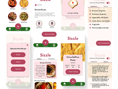 A Snapshot of Sizzle, A Recipe Organizer App app branding design logo recipe organizer recipe organizer app ux