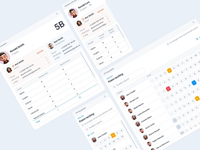 Student Profile & Grade Card Pop-Up animation assessment cards chart dark mode design concept education grades interface learning mode popup product design profile pupil school student table ui web design