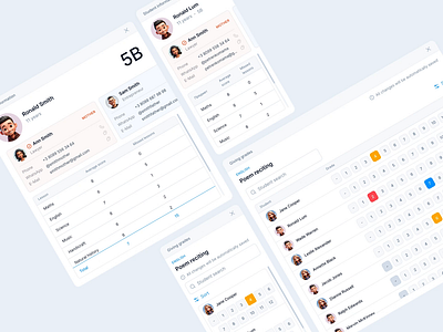 Student Profile & Grade Card Pop-Up animation assessment cards chart dark mode design concept education grades interface learning mode popup product design profile pupil school student table ui web design