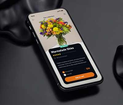 Flower shop mobile app UI dailyui dailyuichallenge dark design mockup modern ui ux