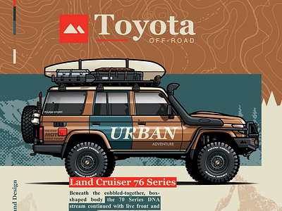 Toyota Land Cruiser 76 Series 4x4 camping car graphic design illustration landcruiser offroad outdoor overland overlanding toyota
