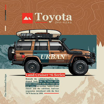 Toyota Land Cruiser 76 Series 4x4 camping car graphic design illustration landcruiser offroad outdoor overland overlanding toyota