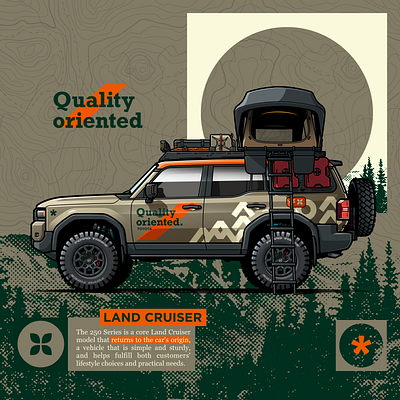 Toyota Land Cruiser 250 Series 4x4 camping car graphic design illustration landcruiser offroad outdoor overland overlanding toyota