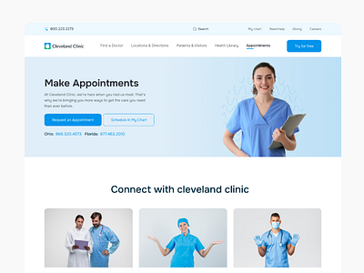 Cleveland Clinic-Healthcare Website Appointments Page Desing cleveland clinic clinic landing page clinic website health healthcare healthcare landing page healthcare website medical medical landing page medical website
